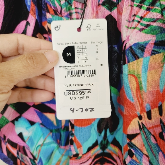 NWT Desigual Multicolor Abstract Boatneck Geomatric Bodysuit Size M - Picture 5 of 5